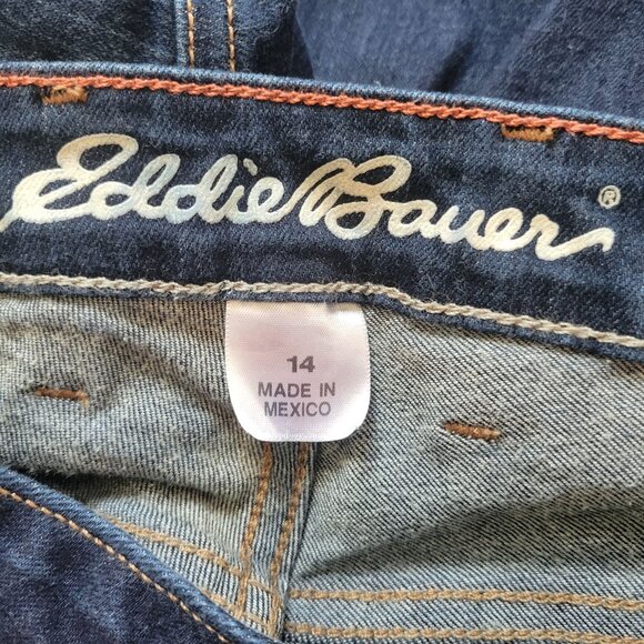 Eddie Bauer Womens Slightly Curvy Boot Cut Jeans Size 14 Dark Wash Denim - Picture 4 of 5